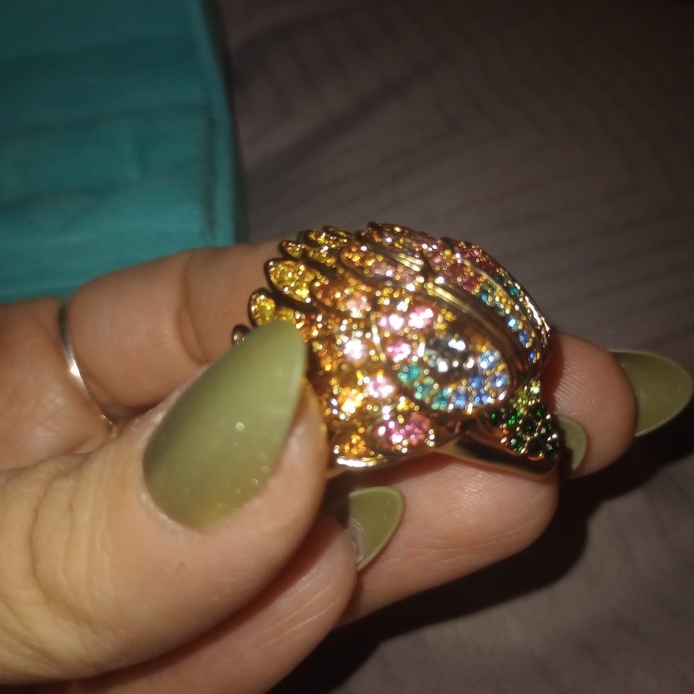 Kurt Geiger Multicolor Crystal Gold Tone Ring - Picture 3 of 6